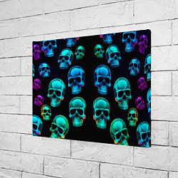 Холст прямоугольный Neon skulls - ai art pattern, цвет: 3D-принт — фото 2