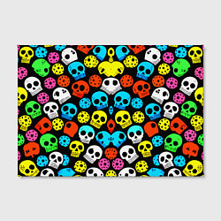 Холст прямоугольный Прикольный цветной паттерн из черепков - нейроарт, цвет: 3D-принт — фото 2