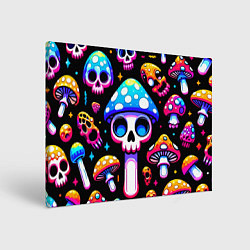 Холст прямоугольный Ice cream skull and fly agaric - ai art fantasy, цвет: 3D-принт