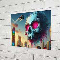 Холст прямоугольный Cool pixel skull - ai art fantasy, цвет: 3D-принт — фото 2