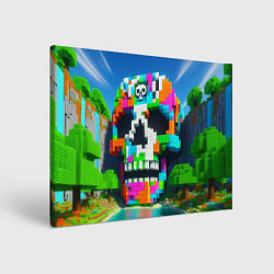 Холст прямоугольный Minecraft landscape with skull - ai art fantasy, цвет: 3D-принт