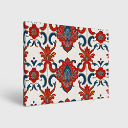 Холст прямоугольный Узор красно-синий на белом фоне, цвет: 3D-принт