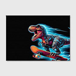 Холст прямоугольный Cool Dino on a skateboard - neon glow fantasy, цвет: 3D-принт — фото 2