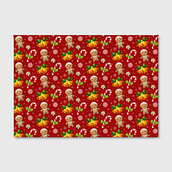 Холст прямоугольный Новогодний паттерн пряня, цвет: 3D-принт — фото 2