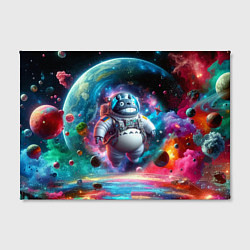 Холст прямоугольный Astronaut Totoro in neon space - ai art fantasy, цвет: 3D-принт — фото 2