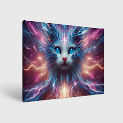 Картина прямоугольная Fantastic blue-eyed neon kitten