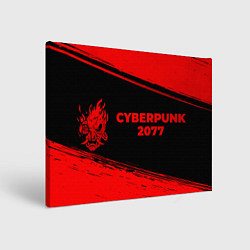 Холст прямоугольный Cyberpunk 2077 - red gradient по-горизонтали, цвет: 3D-принт