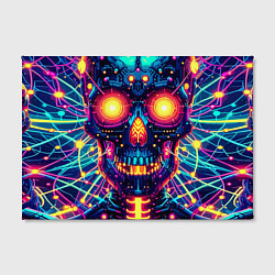 Холст прямоугольный Neon skull - ai art fantasy, цвет: 3D-принт — фото 2