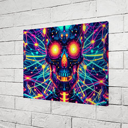 Холст прямоугольный Neon skull - ai art fantasy, цвет: 3D-принт — фото 2