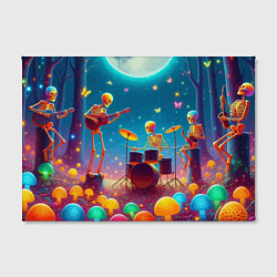 Холст прямоугольный Квинтет скелетов музицирует на грибной поляне, цвет: 3D-принт — фото 2