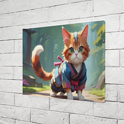 Холст прямоугольный Котенок самурай, цвет: 3D-принт — фото 2