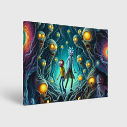 Холст прямоугольный Морти и Рик в пещере ужасов, цвет: 3D-принт