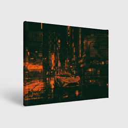 Холст прямоугольный Спорткар в оранжево-зелёных тенях, цвет: 3D-принт