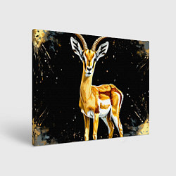Холст прямоугольный Газель на черном, цвет: 3D-принт