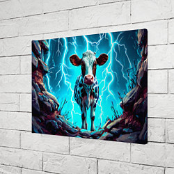 Холст прямоугольный Корова в разрядах молнии, цвет: 3D-принт — фото 2