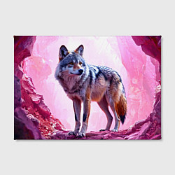 Холст прямоугольный Волк в розовом, цвет: 3D-принт — фото 2