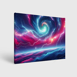 Холст прямоугольный Spiral neon galaxy - ai art fantasy, цвет: 3D-принт