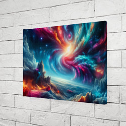 Холст прямоугольный Fantastic neon space landscape - ai art fantasy, цвет: 3D-принт — фото 2