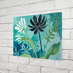 Холст прямоугольный Цветы на бирюзовом фоне, цвет: 3D-принт — фото 2