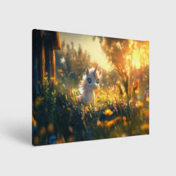 Холст прямоугольный Белая маленькая единорожка, цвет: 3D-принт