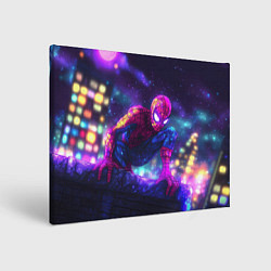 Холст прямоугольный Человек-паук неоновый свет, цвет: 3D-принт