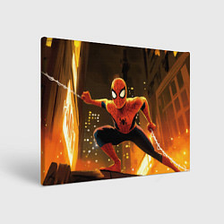 Холст прямоугольный Человек-паук пускает паутину, цвет: 3D-принт