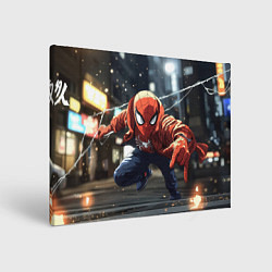 Холст прямоугольный Человек-паук запускает паутину, цвет: 3D-принт