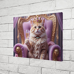 Холст прямоугольный Кот с короной и шампанским, цвет: 3D-принт — фото 2