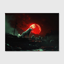 Холст прямоугольный Белый волк на фоне красной луны, цвет: 3D-принт — фото 2