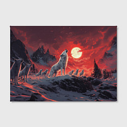 Холст прямоугольный Волк воет на красную луну, цвет: 3D-принт — фото 2
