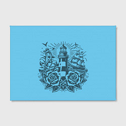 Холст прямоугольный Маяк с розами и кораблем, цвет: 3D-принт — фото 2