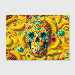 Холст прямоугольный Красочный летний паттерн с черепом - нейроарт, цвет: 3D-принт — фото 2