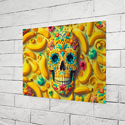 Холст прямоугольный Красочный летний паттерн с черепом - нейроарт, цвет: 3D-принт — фото 2