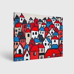 Холст прямоугольный Красные и белые домики, цвет: 3D-принт
