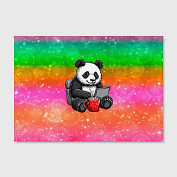 Холст прямоугольный Панда с кофе за ноутом, цвет: 3D-принт — фото 2