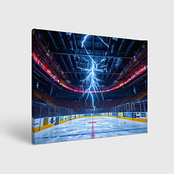Холст прямоугольный Удар молнии в хоккейную площадку, цвет: 3D-принт