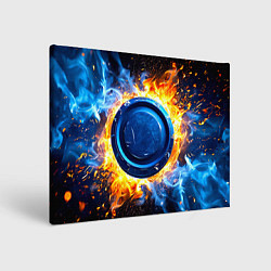 Холст прямоугольный Шайба в синем пламени, цвет: 3D-принт