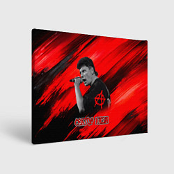 Холст прямоугольный Юрий Хой красно-черный фон, цвет: 3D-принт