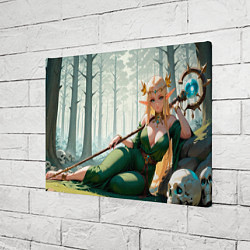Холст прямоугольный Эльфийская аниме ведьма среди черепов в мрачном ле, цвет: 3D-принт — фото 2