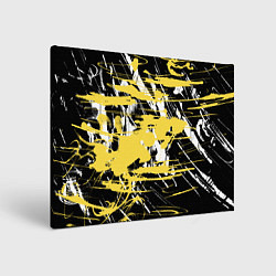 Холст прямоугольный Желтая краска на черном, цвет: 3D-принт