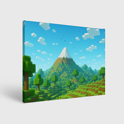 Холст прямоугольный Пейзаж Minecraft с горой со снежной шапкой, цвет: 3D-принт