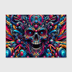 Холст прямоугольный Colorful cyber skull - pattern, цвет: 3D-принт — фото 2