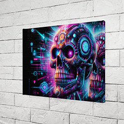Холст прямоугольный Neon cyber skull, цвет: 3D-принт — фото 2