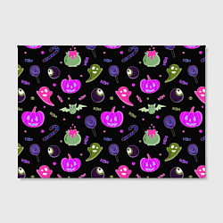 Холст прямоугольный Halloween pink black pumpkin, цвет: 3D-принт — фото 2