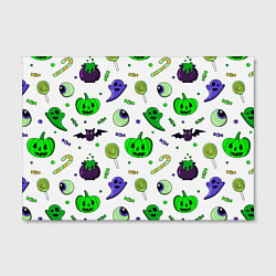 Холст прямоугольный Halloween light green pumpkin ghost pattern, цвет: 3D-принт — фото 2