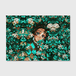 Холст прямоугольный Танджиро Demon slayer в цветах, цвет: 3D-принт — фото 2