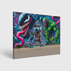 Картина прямоугольная Пантерёнок крутой скейтбордист на фоне граффити