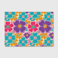 Холст прямоугольный Яркий цветочный калейдоскоп - узор в стиле ретро, цвет: 3D-принт — фото 2