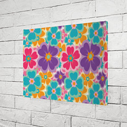 Холст прямоугольный Яркий цветочный калейдоскоп - узор в стиле ретро, цвет: 3D-принт — фото 2