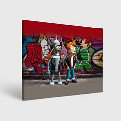 Картина прямоугольная Bender bending robot and Fry - ai art graffiti